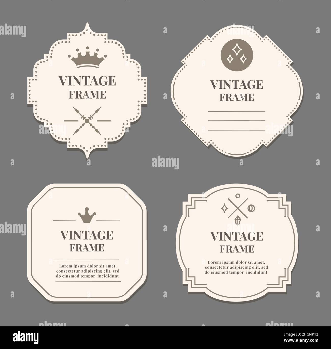 Tag and labels isolated vector symbols with various form. Vector swirl ornate and decorate, calligraphic card ornamental illustration Stock Vector