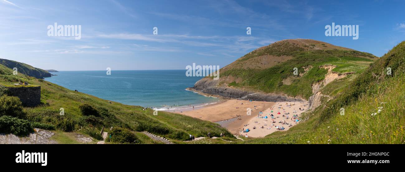 Panoramic view over Mwnt beach in Ceredigion on the welsh coast Stock Photo
