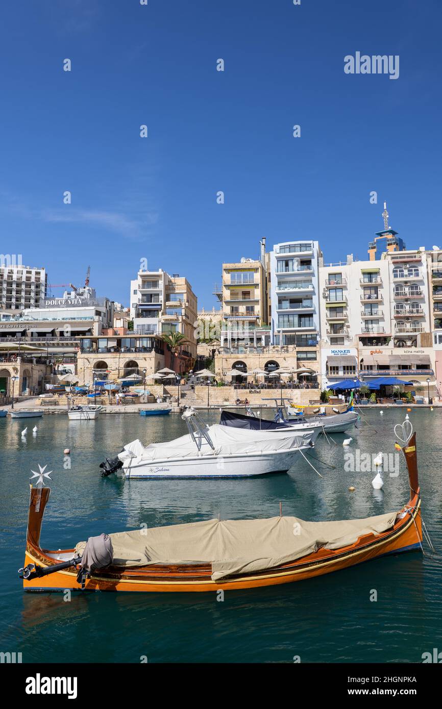 St Julian town (Maltese San Ġiljan) in Malta, apartment buildings and