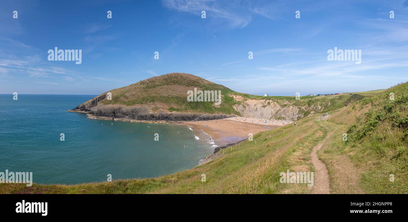 Panoramic view over Mwnt beach in Ceredigion on the welsh coast Stock Photo