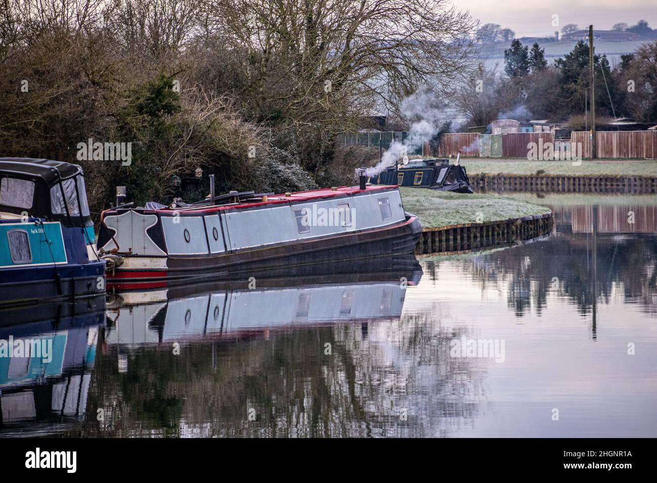 boats on the sharpness to gloucester canal Stock Photo
