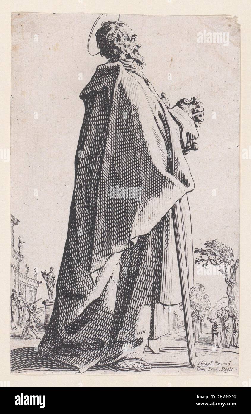 St. Matthew, from Les Grands Apôtres Debout, Représentant Le Sauveur, La Bienheureuse Marie et Les Saints Apôtres (The Large Standing Apostles, Representing The Savior, The Blessed Mary and The Apostles) 1631 Jacques Callot French. St. Matthew, from Les Grands Apôtres Debout, Représentant Le Sauveur, La Bienheureuse Marie et Les Saints Apôtres (The Large Standing Apostles, Representing The Savior, The Blessed Mary and The Apostles). Les Grands Apôtres Debout, Représentant Le Sauveur, La Bienheureuse Marie et Les Saints Apôtres. Jacques Callot (French, Nancy 1592–1635 Nancy). 1631. Etching; sec Stock Photo