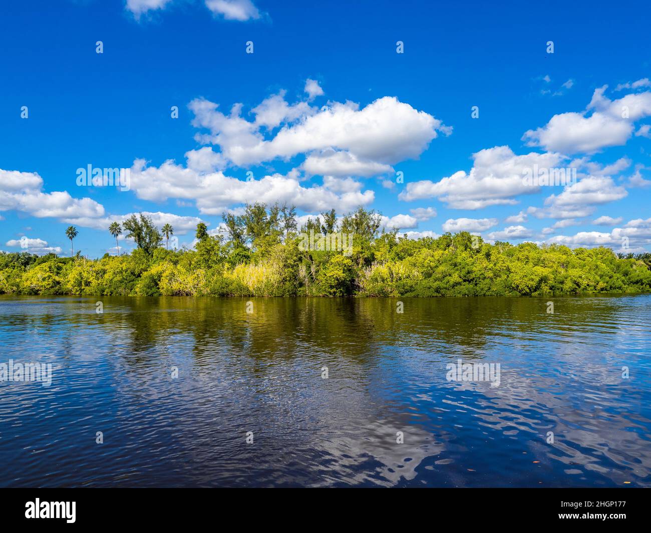 Looking across the Barron river from Everglades City in Southeast Florida USA Stock Photo