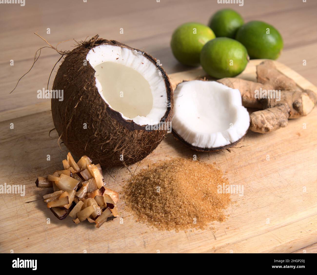 Jamaican coconut drops with ingredients of coconut ginger and lime