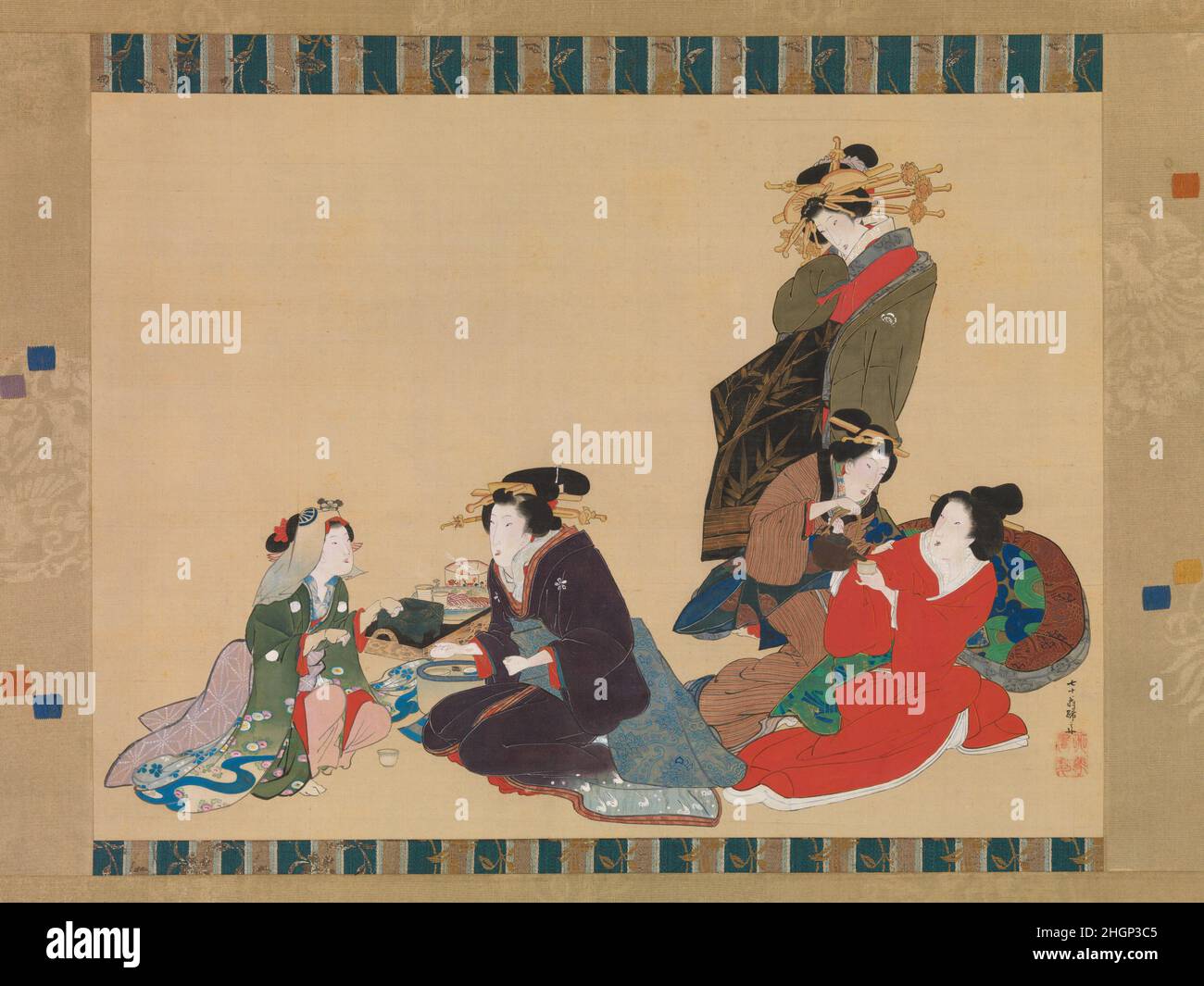 Five Beauties 1840 Teisai Hokuba The two women on the left play a hand ...