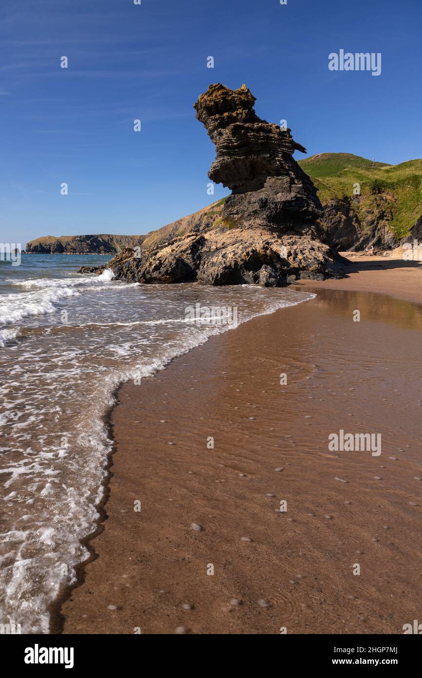 Rock formations at Llangrannog beach, Ceredigion, Wales Stock Photo