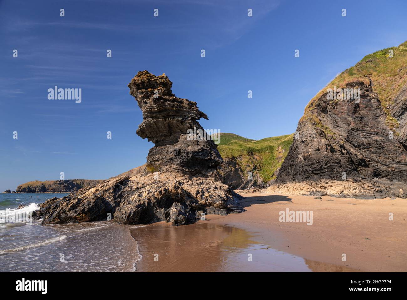 Rock formations at Llangrannog beach, Ceredigion, Wales Stock Photo