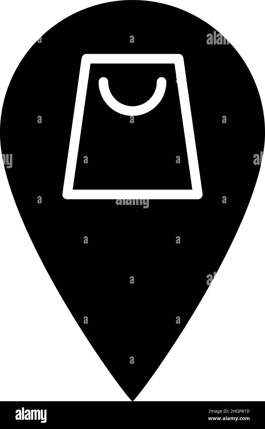 Shopping Bag Location Glyph Icon Vector Stock Vector
