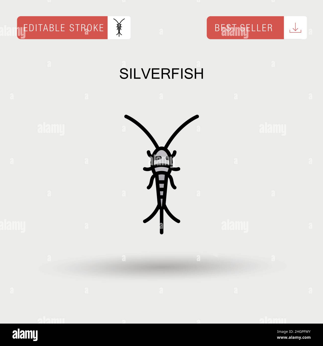 Silverfish Simple vector icon. Stock Vector