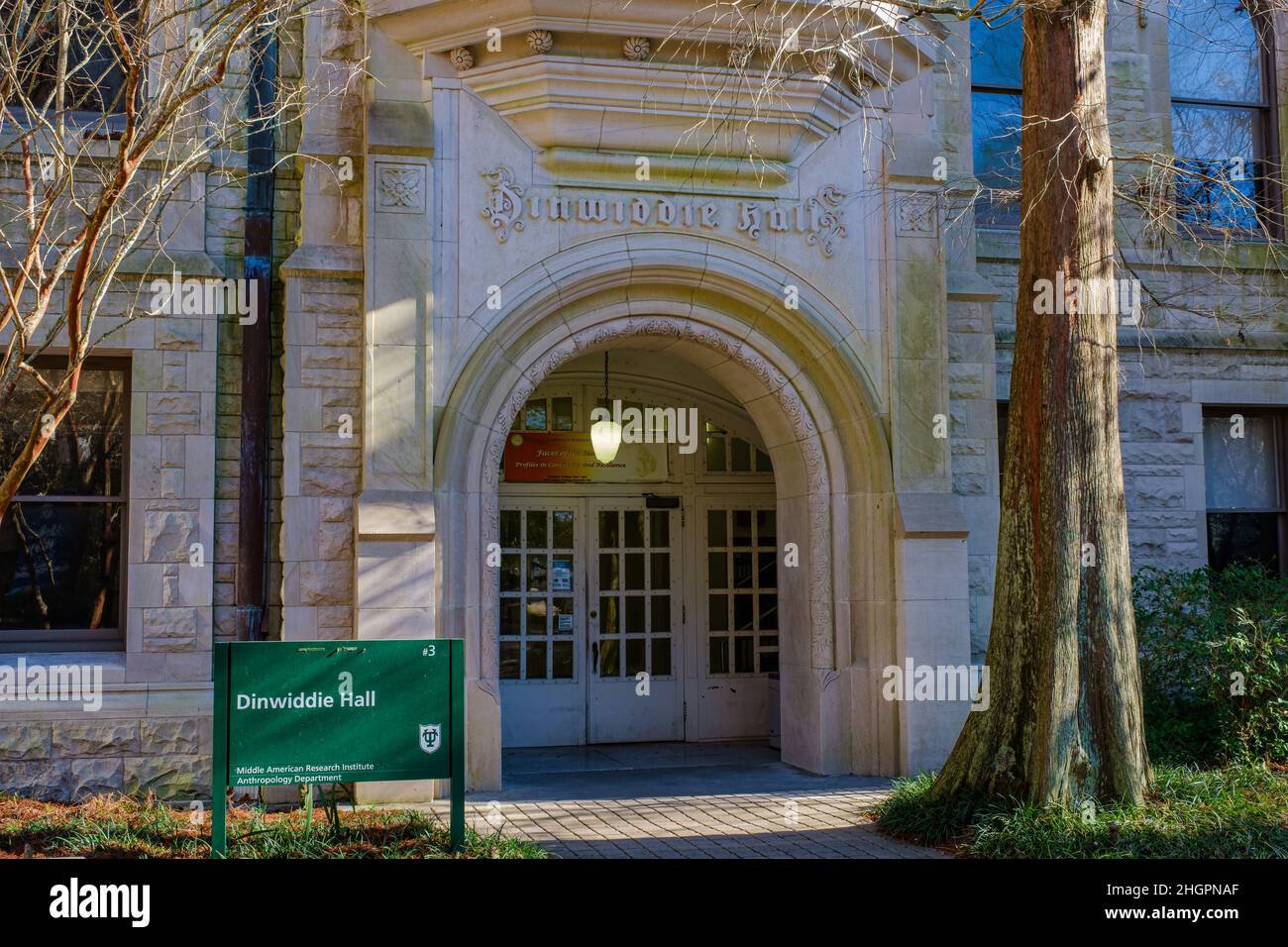 NEW ORLEANS, LA, USA - JANUARY 18, 2022: Entrance to Dinwiddie Hall on Tulane University campus Stock Photo