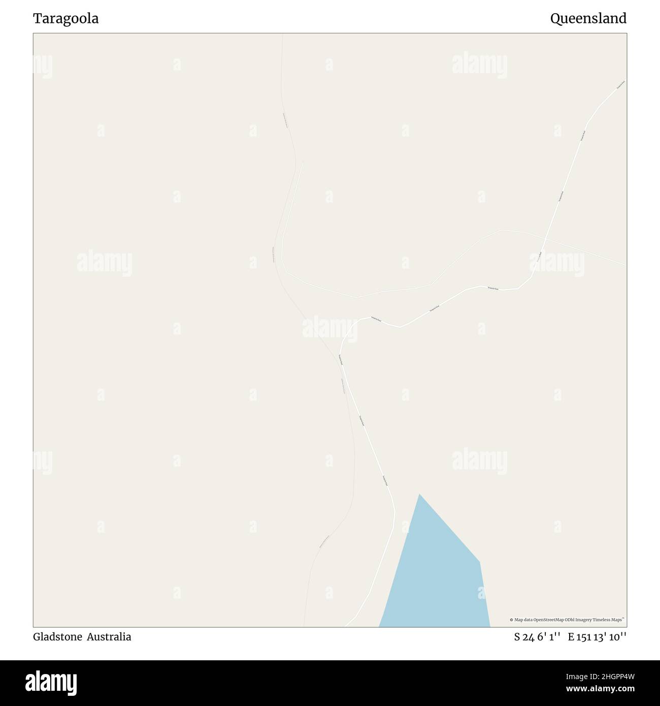 Taragoola, Gladstone, Australia, Queensland, S 24 6' 1'', E 151 13' 10'', map, Timeless Map published in 2021. Travelers, explorers and adventurers like Florence Nightingale, David Livingstone, Ernest Shackleton, Lewis and Clark and Sherlock Holmes relied on maps to plan travels to the world's most remote corners, Timeless Maps is mapping most locations on the globe, showing the achievement of great dreams Stock Photo