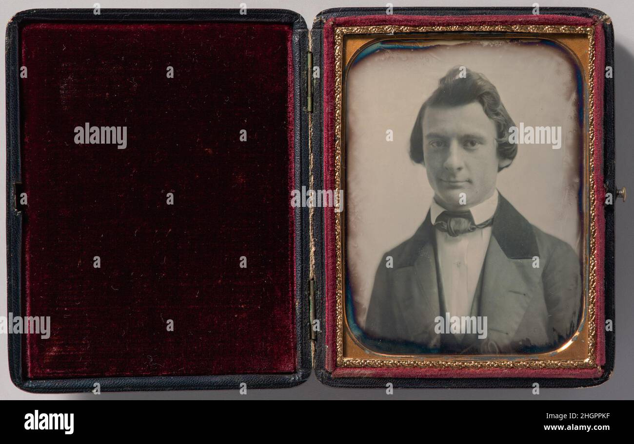 [Young Man in Three-piece Suit and Bow Tie] 1850s Southworth and Hawes. [Young Man in Three-piece Suit and Bow Tie]. Attributed to Albert Sands Southworth (American, West Fairlee, Vermont 1811–1894 Charlestown, Massachusetts). 1850s. Daguerreotype. Photographs Stock Photo