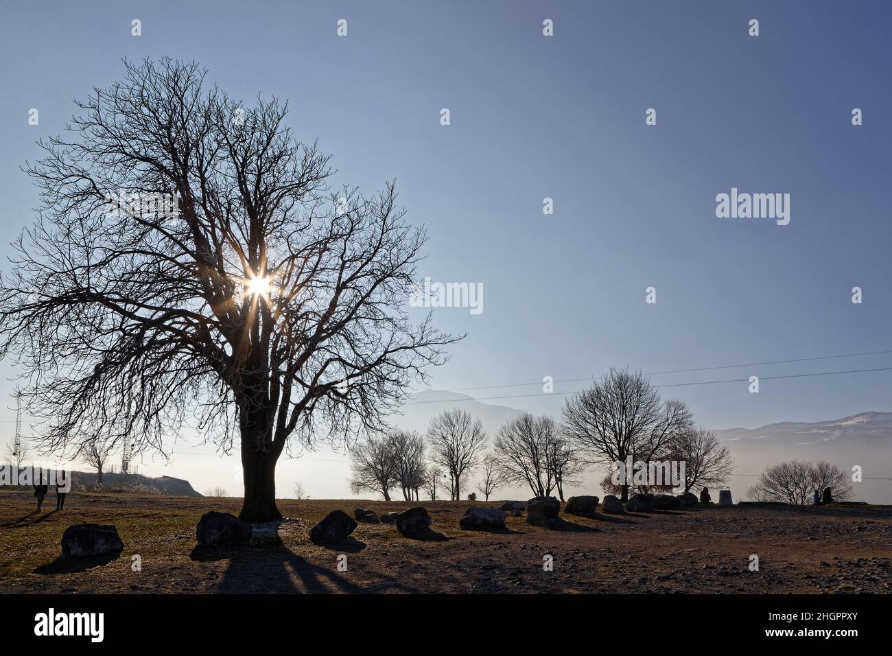 Sunshine star in a winter afternoon at Bastille hill summit Stock Photo