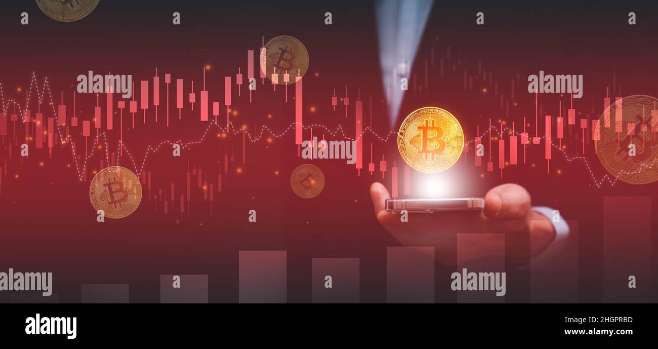 Cryptocurrency business ideas and future technology. Tree on coin and  wooden block with bitcoin symbol hologram Stock Photo - Alamy