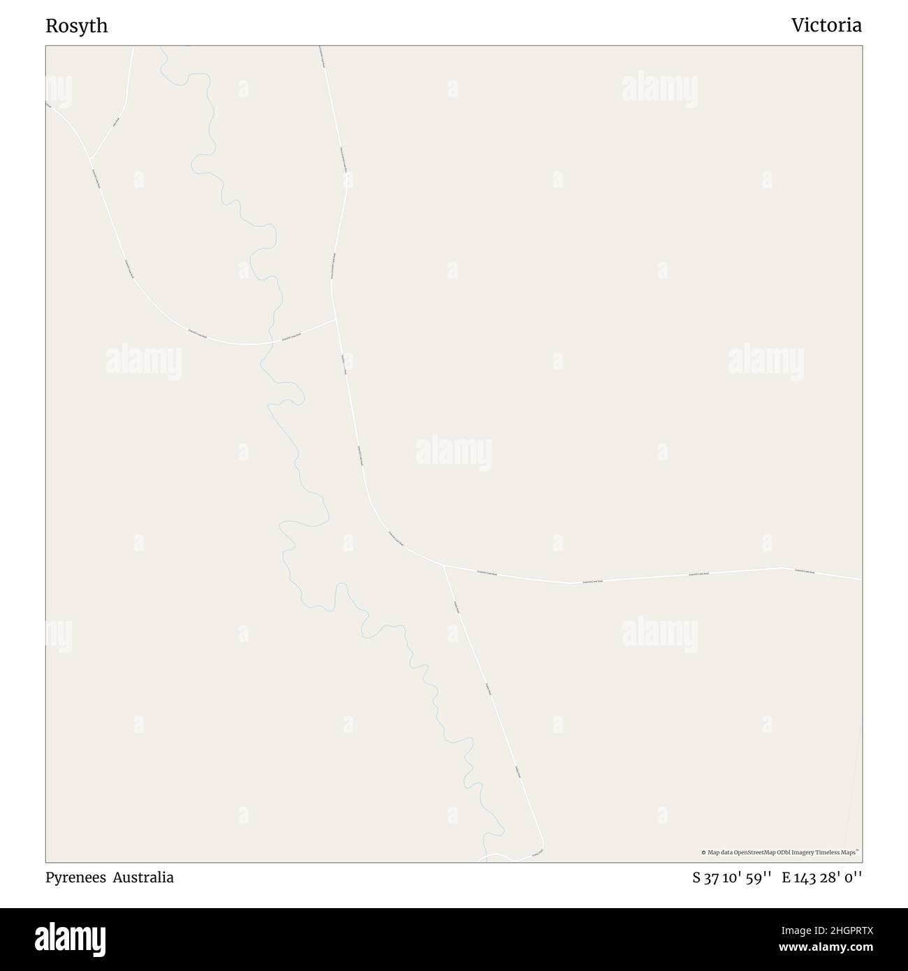 Rosyth, Pyrenees, Australia, Victoria, S 37 10' 59'', E 143 28' 0'', map, Timeless Map published in 2021. Travelers, explorers and adventurers like Florence Nightingale, David Livingstone, Ernest Shackleton, Lewis and Clark and Sherlock Holmes relied on maps to plan travels to the world's most remote corners, Timeless Maps is mapping most locations on the globe, showing the achievement of great dreams Stock Photo