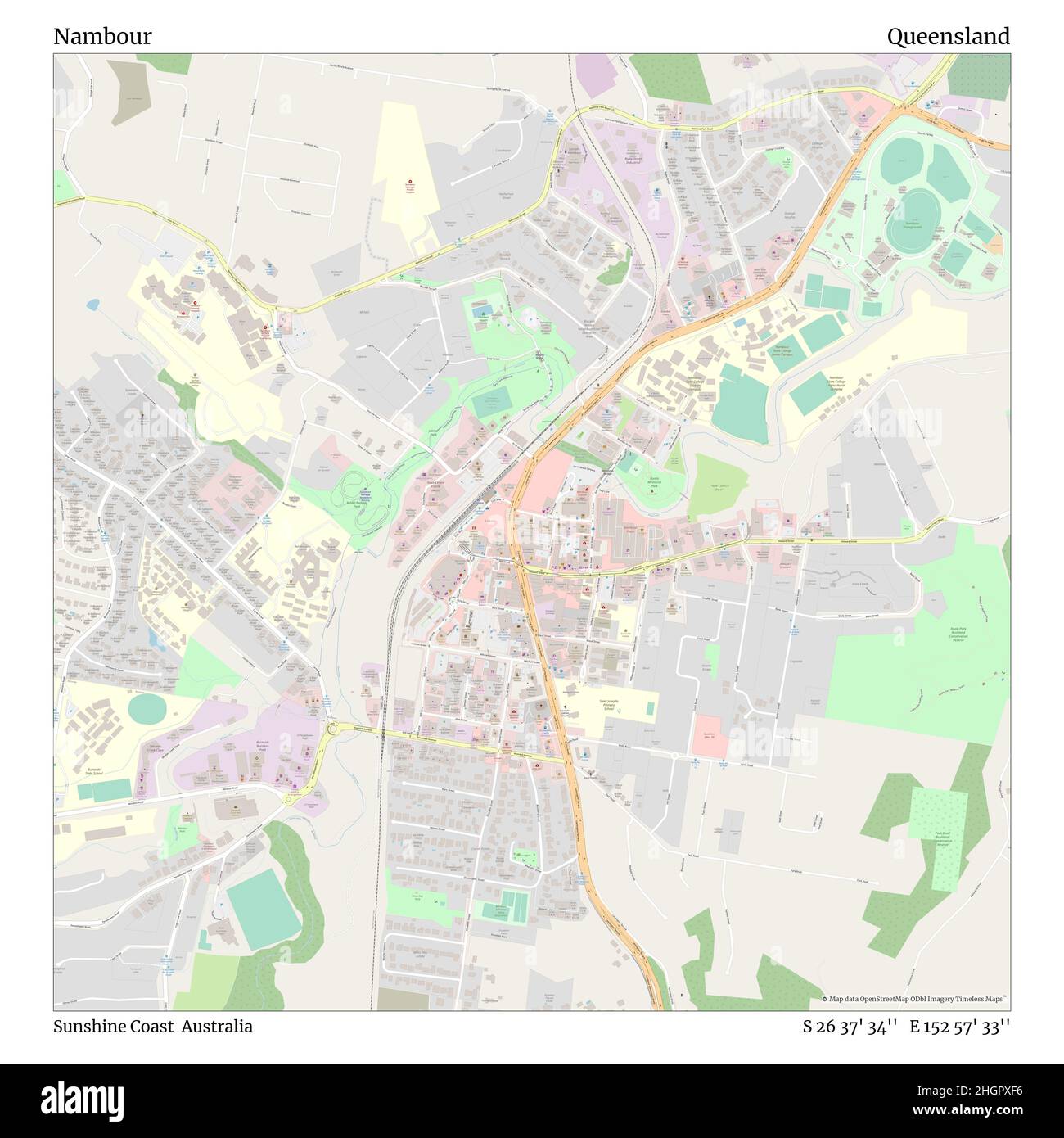 Map Of Nambour Area Nambour, Sunshine Coast, Australia, Queensland, S 26 37' 34'', E 152 57'  33'', Map, Timeless Map Published In 2021. Travelers, Explorers And  Adventurers Like Florence Nightingale, David Livingstone, Ernest  Shackleton, Lewis And