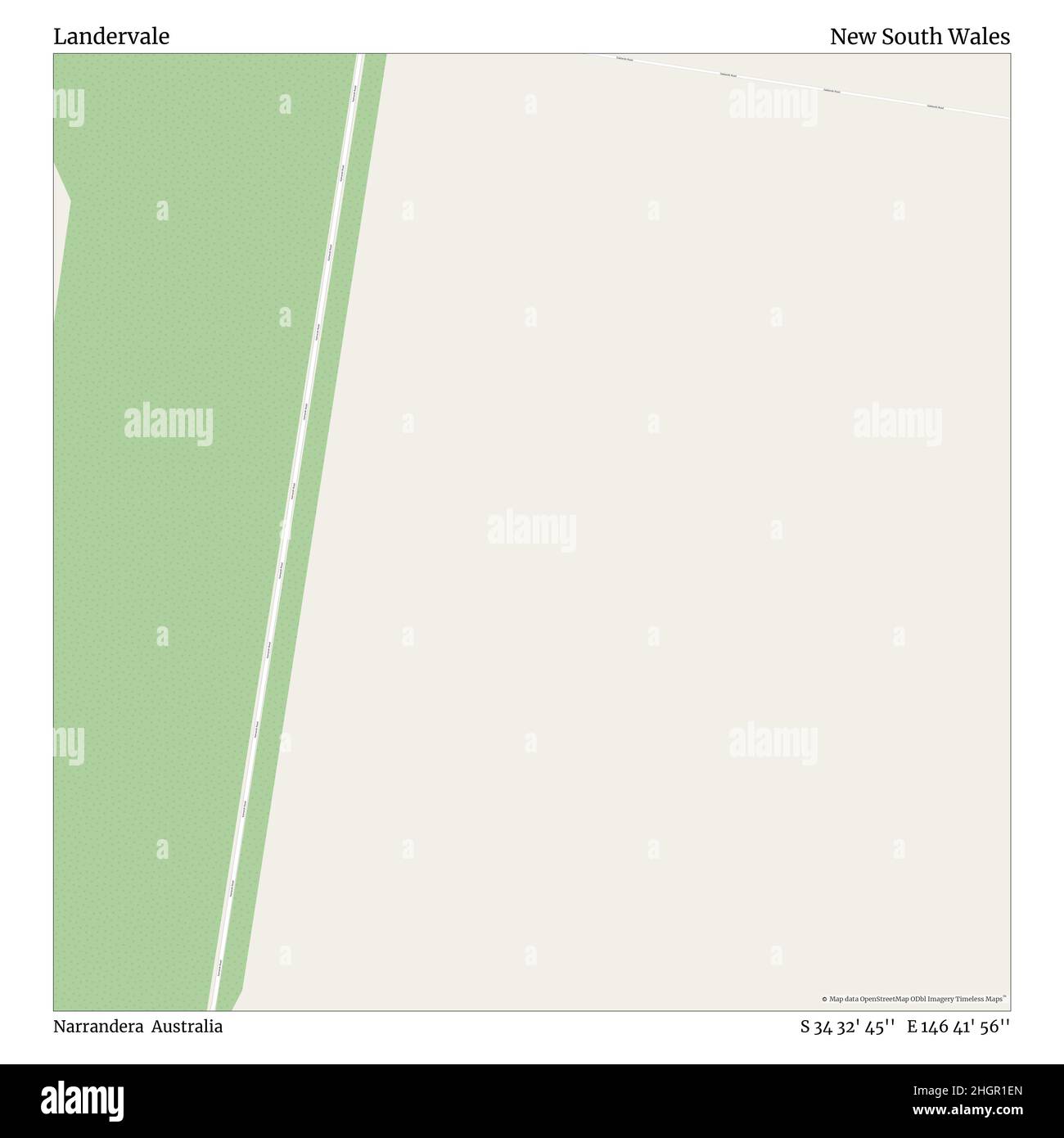 Landervale, Narrandera, Australia, New South Wales, S 34 32' 45'', E 146 41' 56'', map, Timeless Map published in 2021. Travelers, explorers and adventurers like Florence Nightingale, David Livingstone, Ernest Shackleton, Lewis and Clark and Sherlock Holmes relied on maps to plan travels to the world's most remote corners, Timeless Maps is mapping most locations on the globe, showing the achievement of great dreams Stock Photo