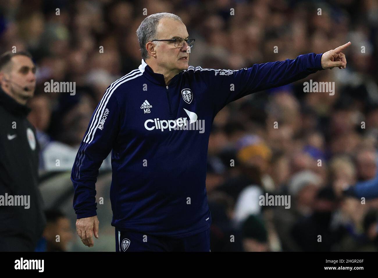 Leeds, UK. 22nd Jan, 2022. Marcelo Bielsa manager of Leeds United reacts to being 0-1 down during the Premier League fixture Leeds United vs Newcastle United at Elland Road, Leeds, UK, 22nd January 2022 Credit: News Images /Alamy Live News Stock Photo