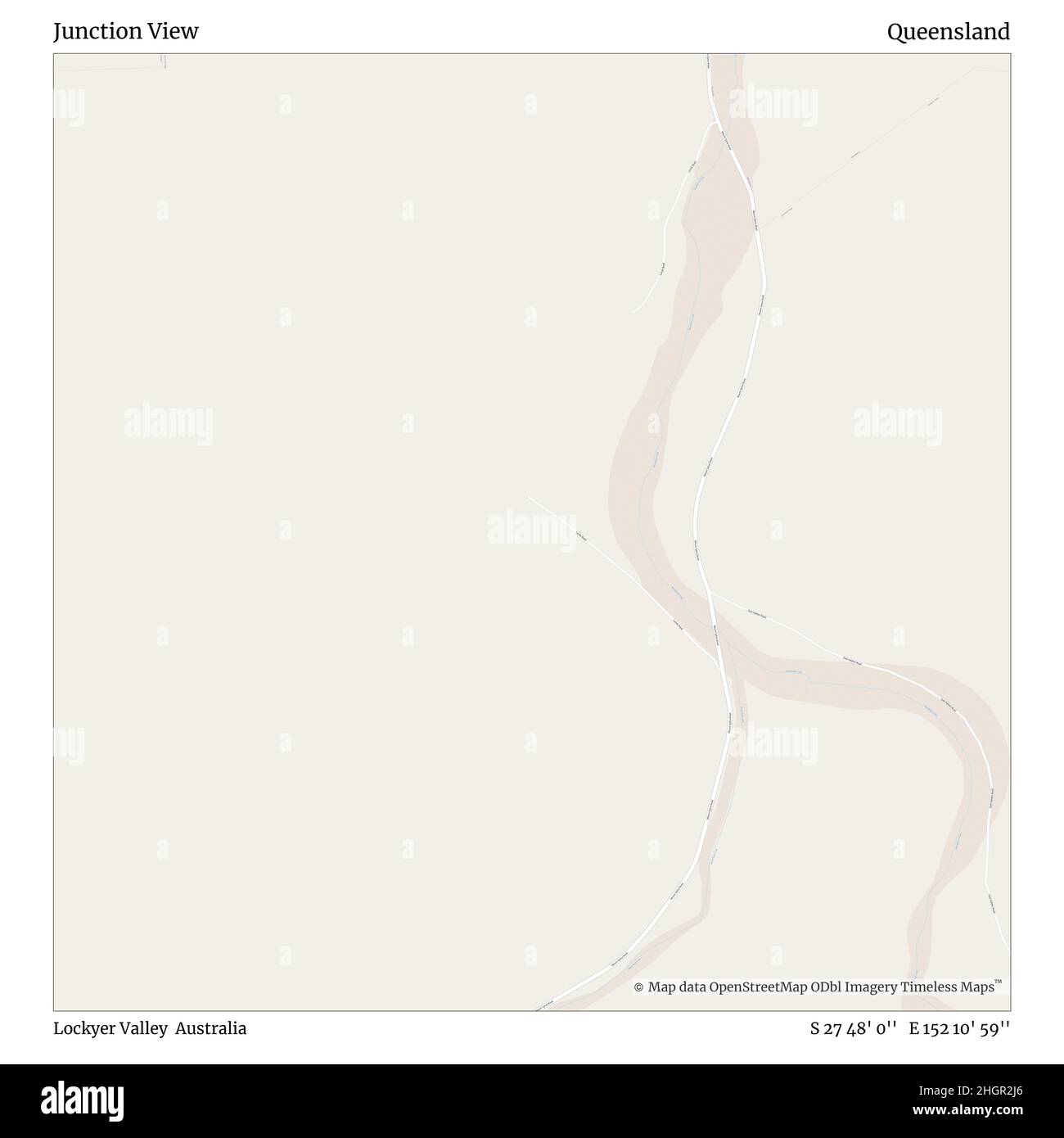 Junction View, Lockyer Valley, Australia, Queensland, S 27 48' 0'', E 152 10' 59'', map, Timeless Map published in 2021. Travelers, explorers and adventurers like Florence Nightingale, David Livingstone, Ernest Shackleton, Lewis and Clark and Sherlock Holmes relied on maps to plan travels to the world's most remote corners, Timeless Maps is mapping most locations on the globe, showing the achievement of great dreams Stock Photo