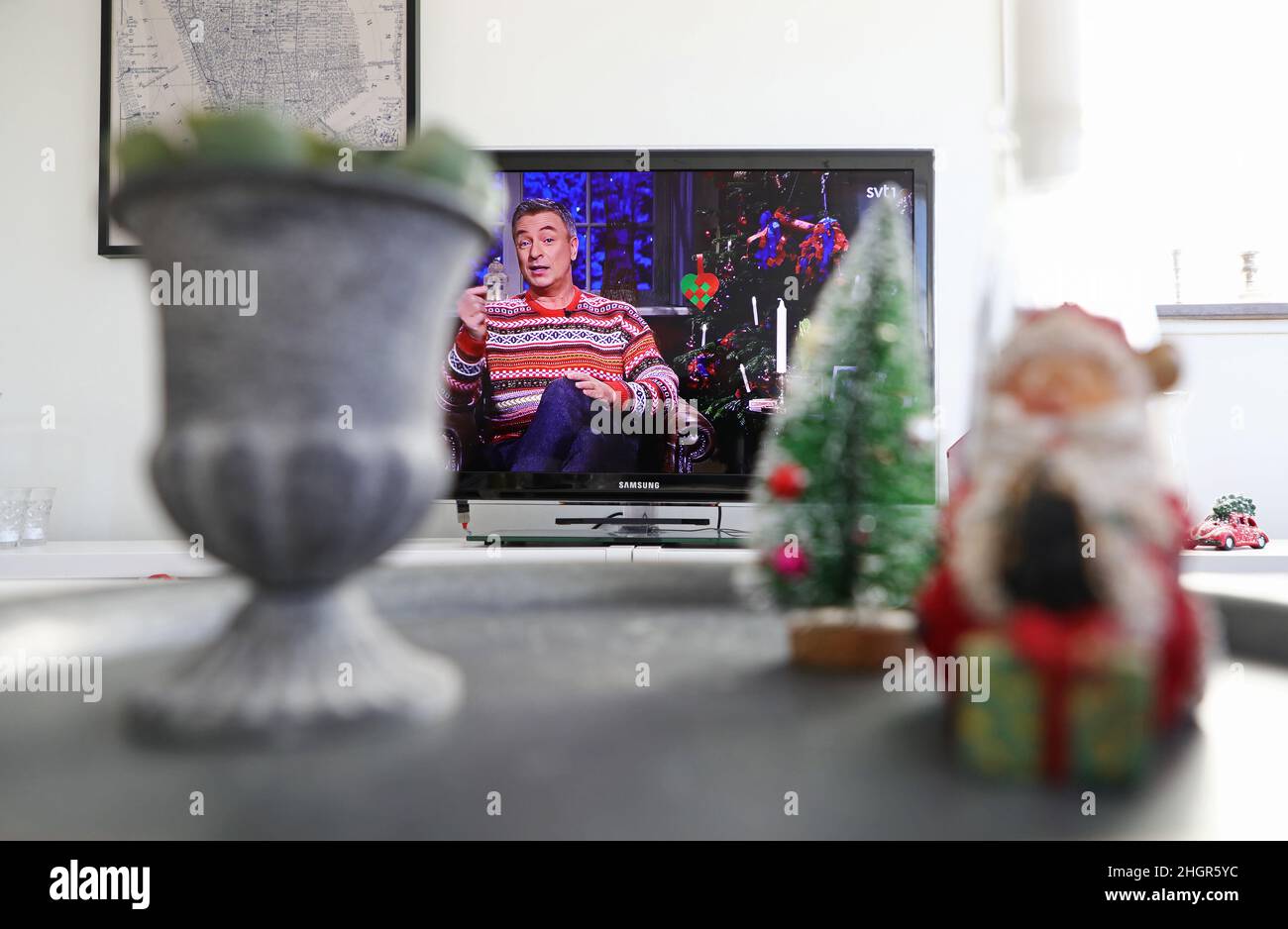 This year, Tareq Taylor's was given the glorious traditional task of lighting the candle on Christmas Eve during Sveriges Television's broadcast. Stock Photo