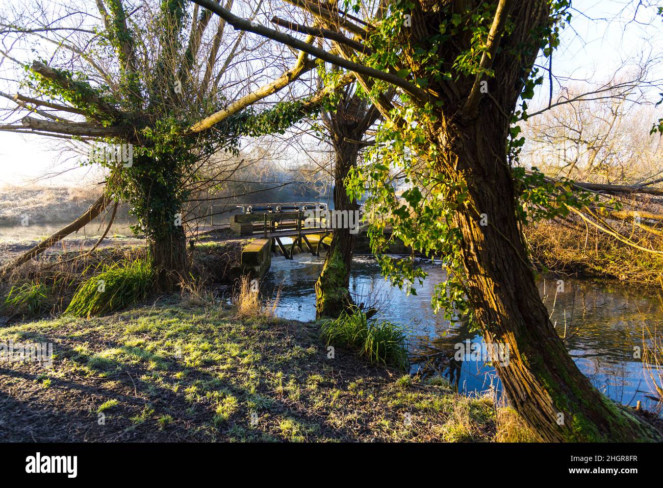 River Stort overflow channel. Stock Photo