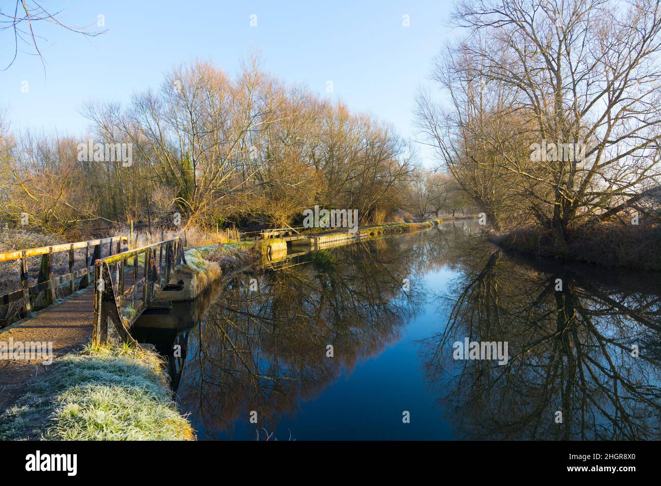 River Stort in winter, Sawbridgeworth Stock Photo