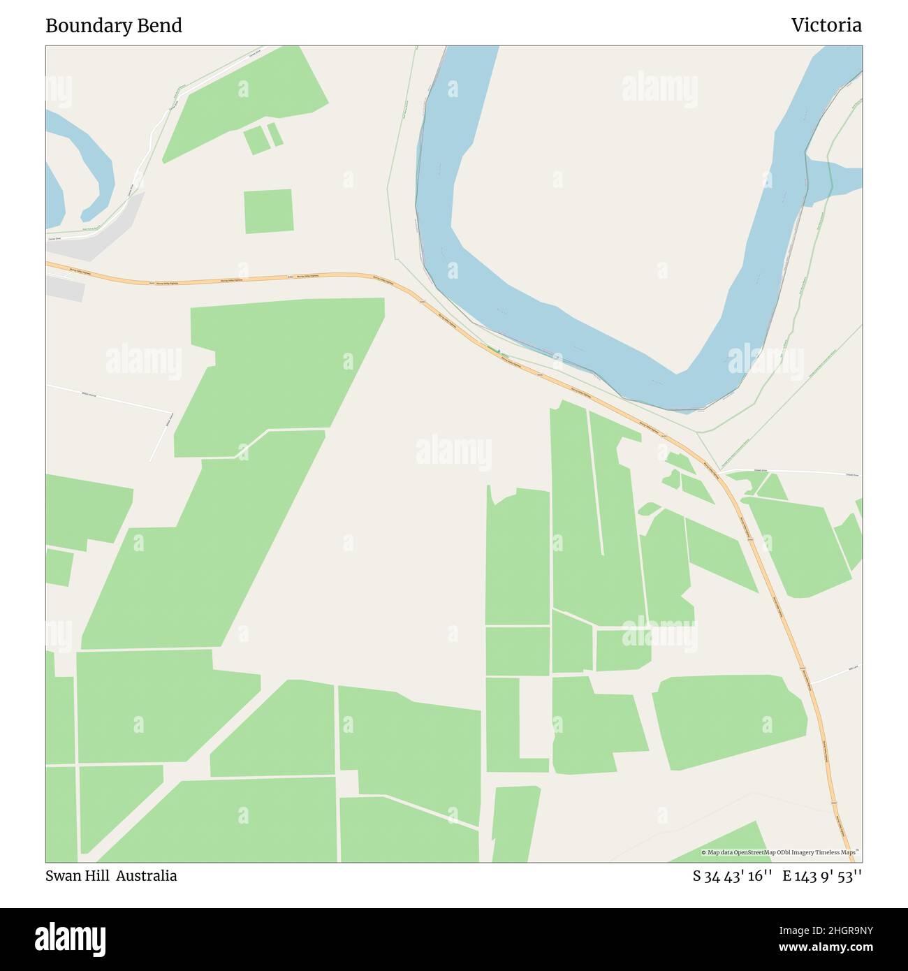 Boundary Bend, Swan Hill, Australia, Victoria, S 34 43' 16'', E 143 9' 53'', map, Timeless Map Boundary Bend, Swan Hill, Australia, Victoria, S 34 43' 16'', E 143 9' 53'', map, Timeless Map