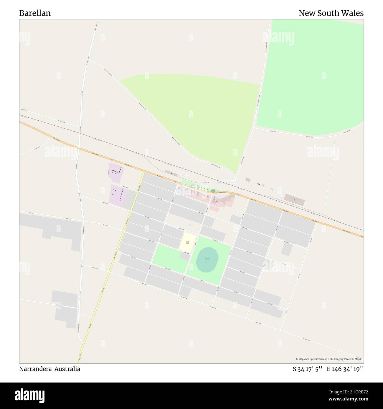 Barellan, Narrandera, Australia, New South Wales, S 34 17' 5'', E 146 34' 19'', map, Timeless Map published in 2021. Travelers, explorers and adventurers like Florence Nightingale, David Livingstone, Ernest Shackleton, Lewis and Clark and Sherlock Holmes relied on maps to plan travels to the world's most remote corners, Timeless Maps is mapping most locations on the globe, showing the achievement of great dreams Stock Photo