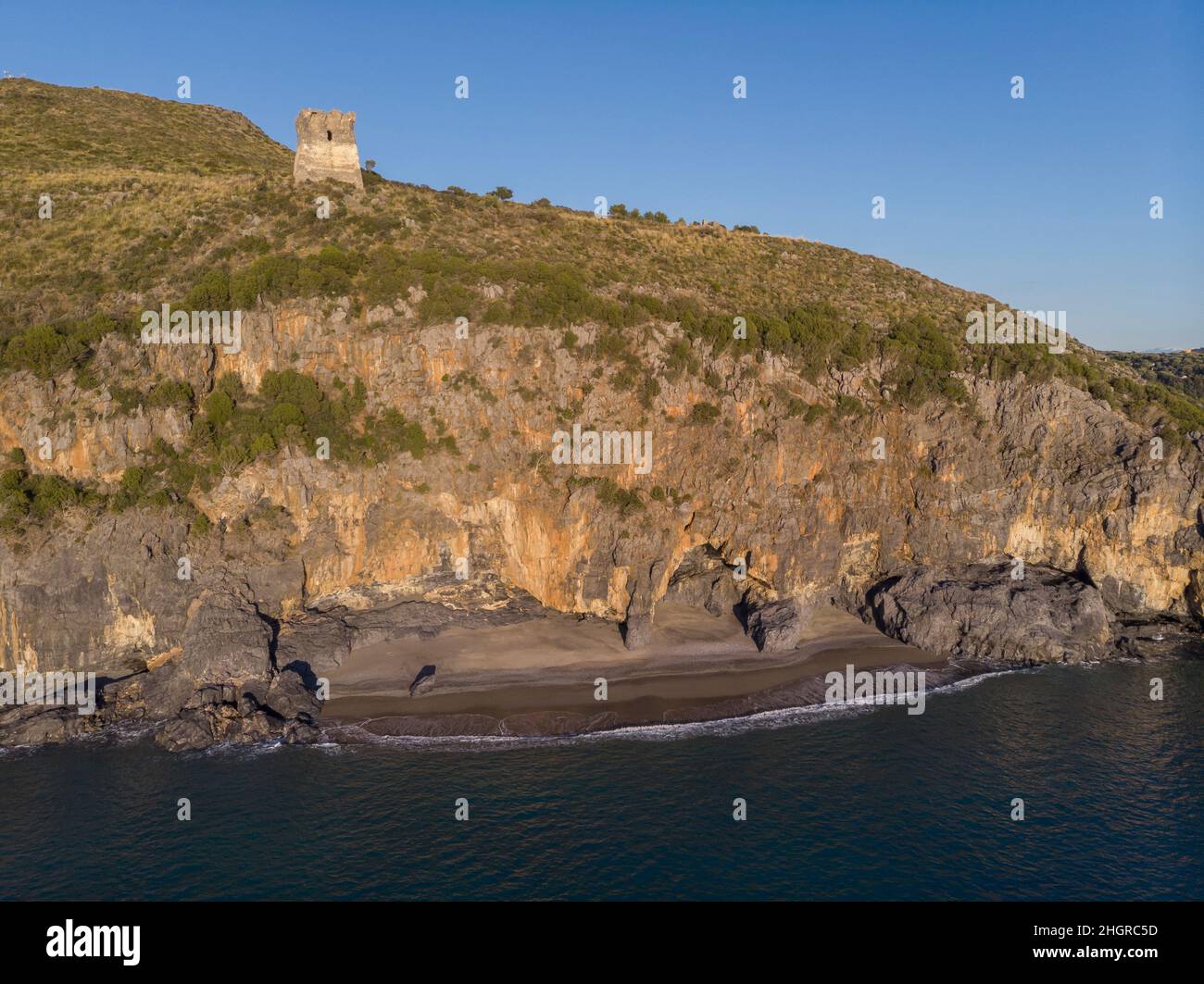 Aerial view, Troncone's Beach, Marina of Camerota, Campania Stock Photo