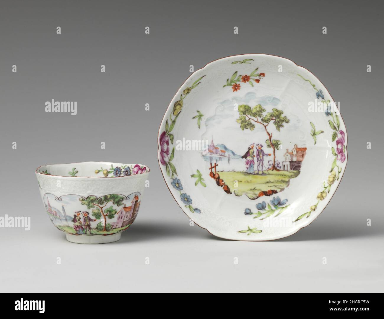 Teabowl and saucer 18th century British. Teabowl and saucer. British