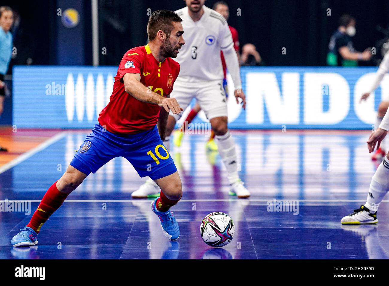 GRONINGEN, NETHERLANDS - JANUARY 22: Cecilio Morales of Spain during the Men's Futsal Euro 2022 Group D match between Spain and the Bosnia and Herzegovina at the Martiniplaza on January 22, 2022 in Groningen, Netherlands (Photo by Andre Weening/Orange Pictures) Stock Photo