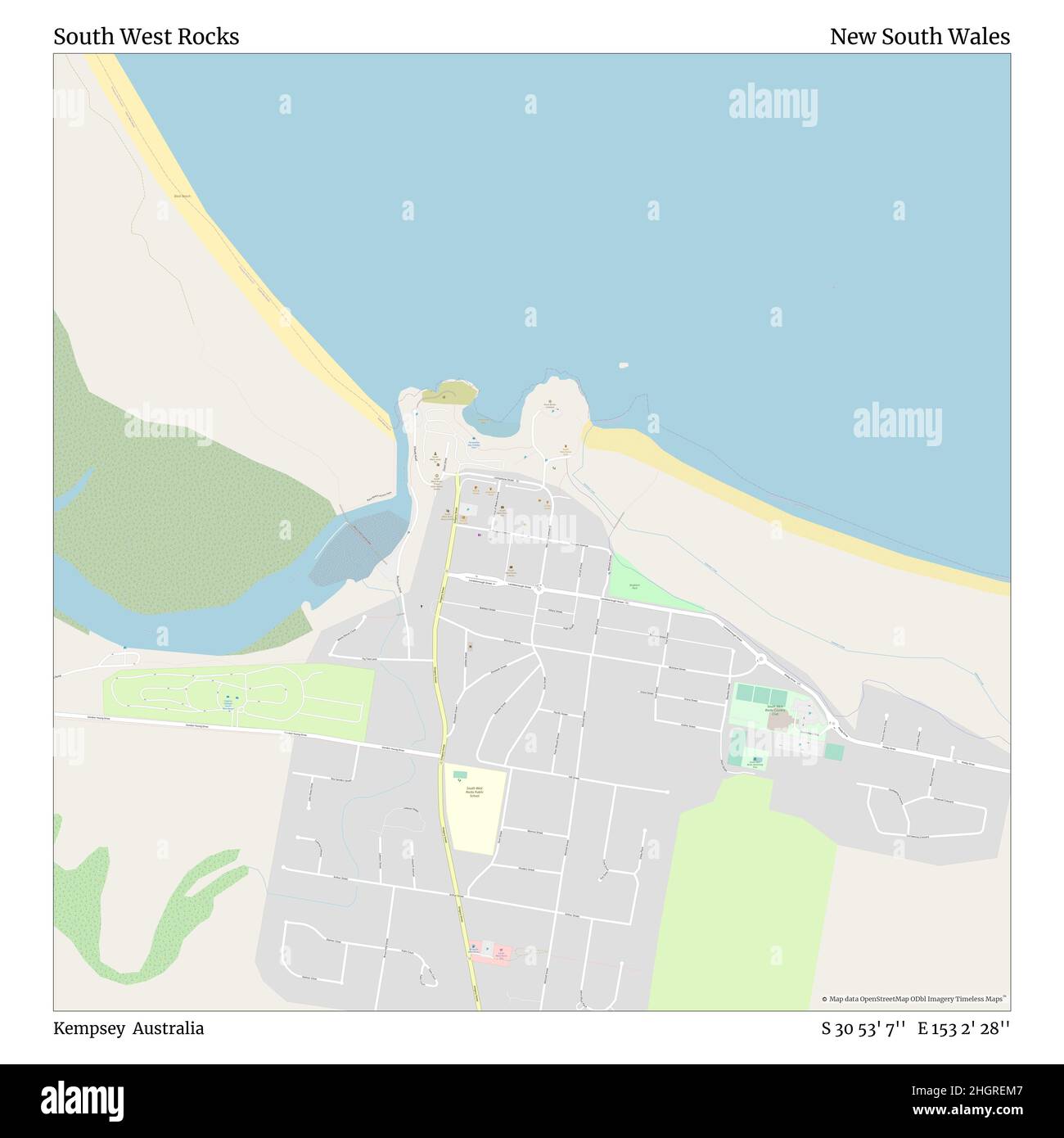 South West Rocks Map South West Rocks New South Wales Australia Cut Out Stock Images & Pictures  - Alamy