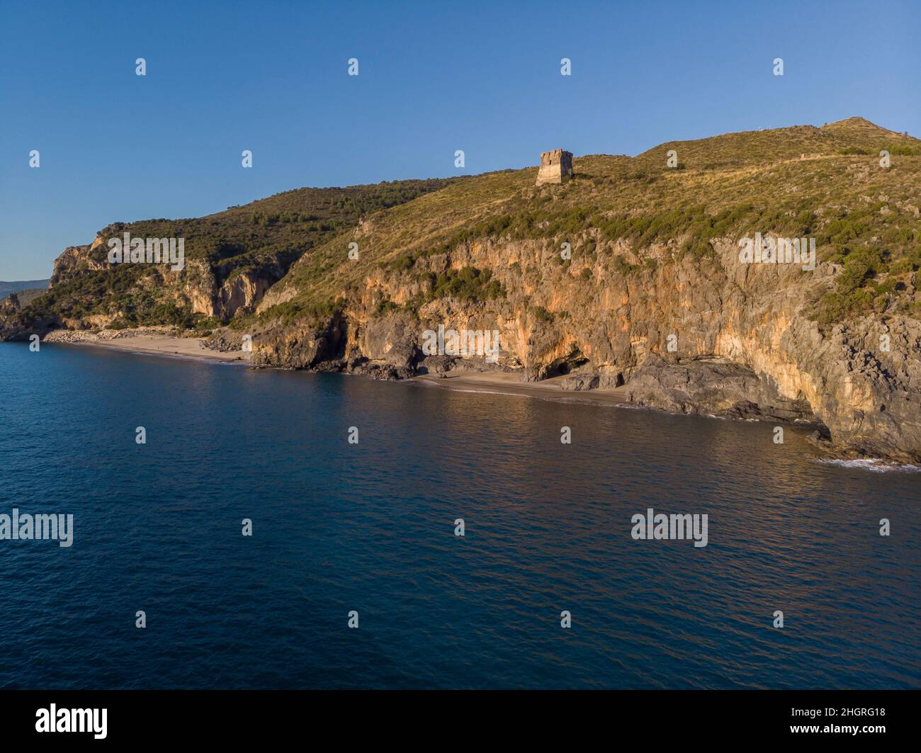 Aerial view, Troncone's Beach, Marina of Camerota, Campania Stock Photo