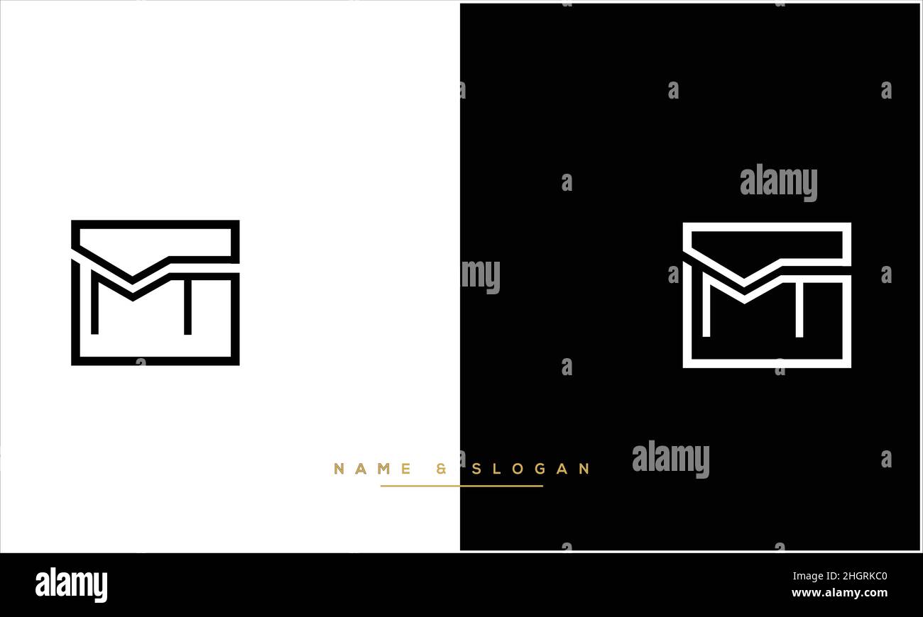 MT, TM Abstract Letters Logo Monogram Stock Vector