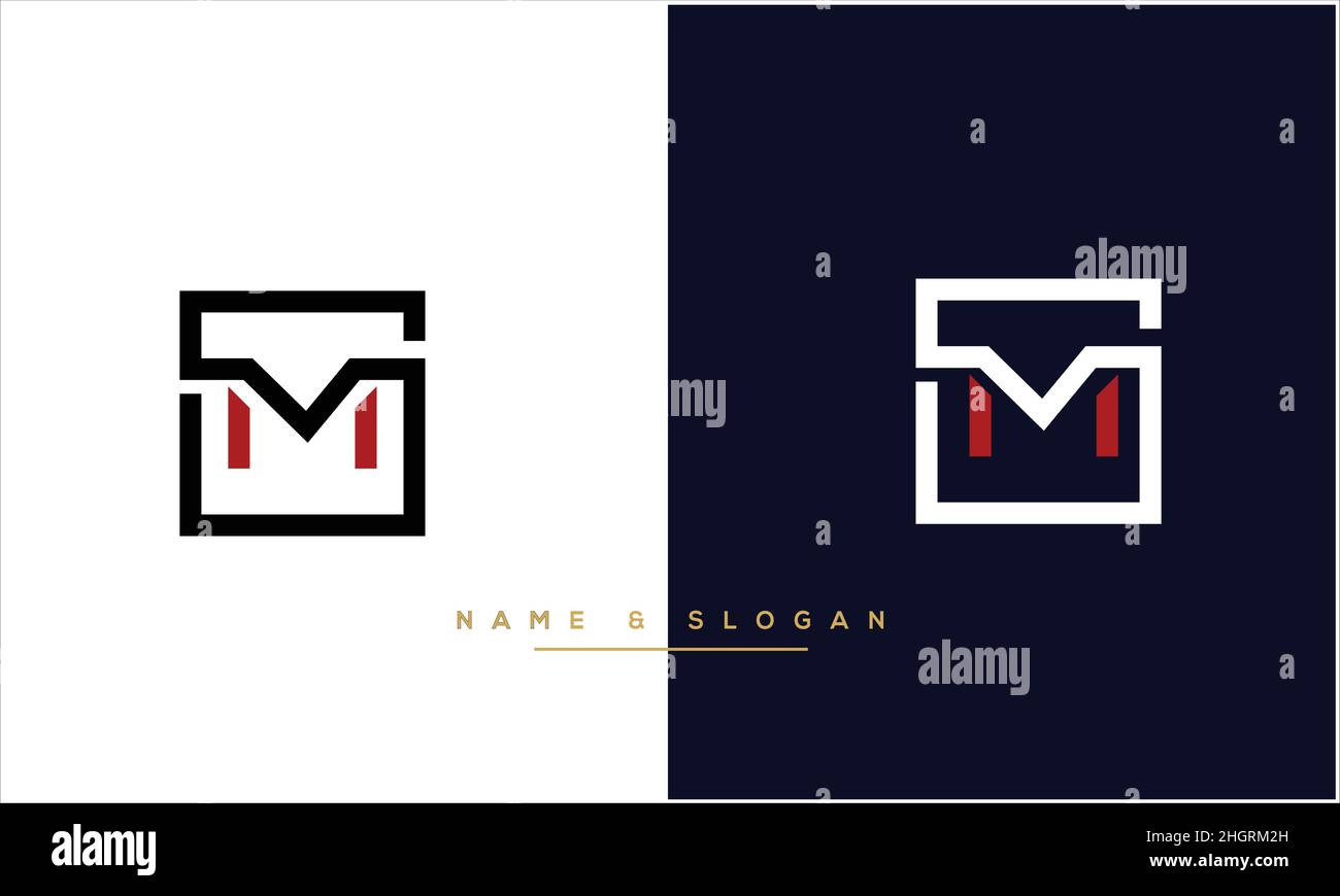 MV, VM Abstract Letters Logo monogram Stock Vector