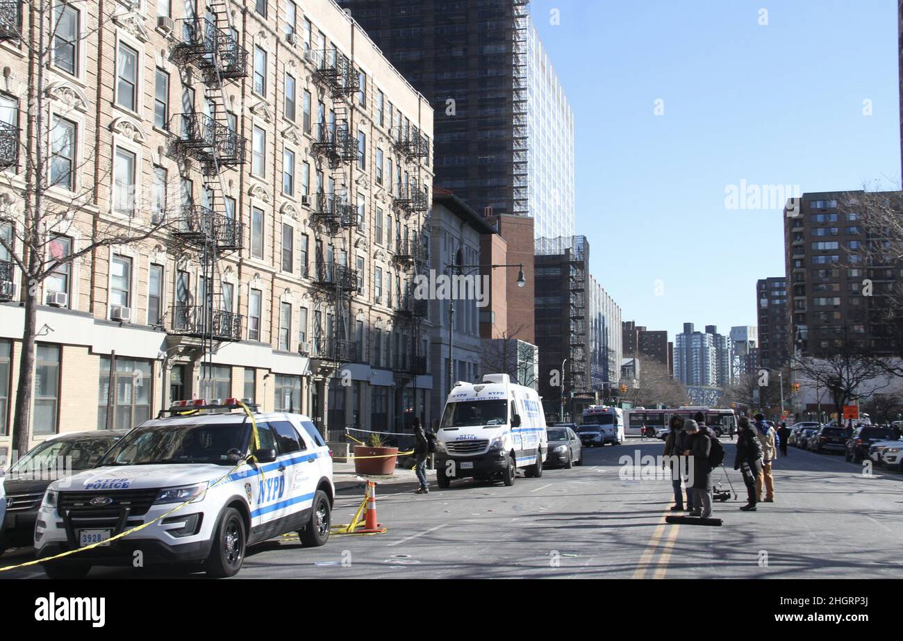 Harlem, USA. 22nd Jan, 2022. (NEW) Tragic shooting of 2 NYPD officers ...