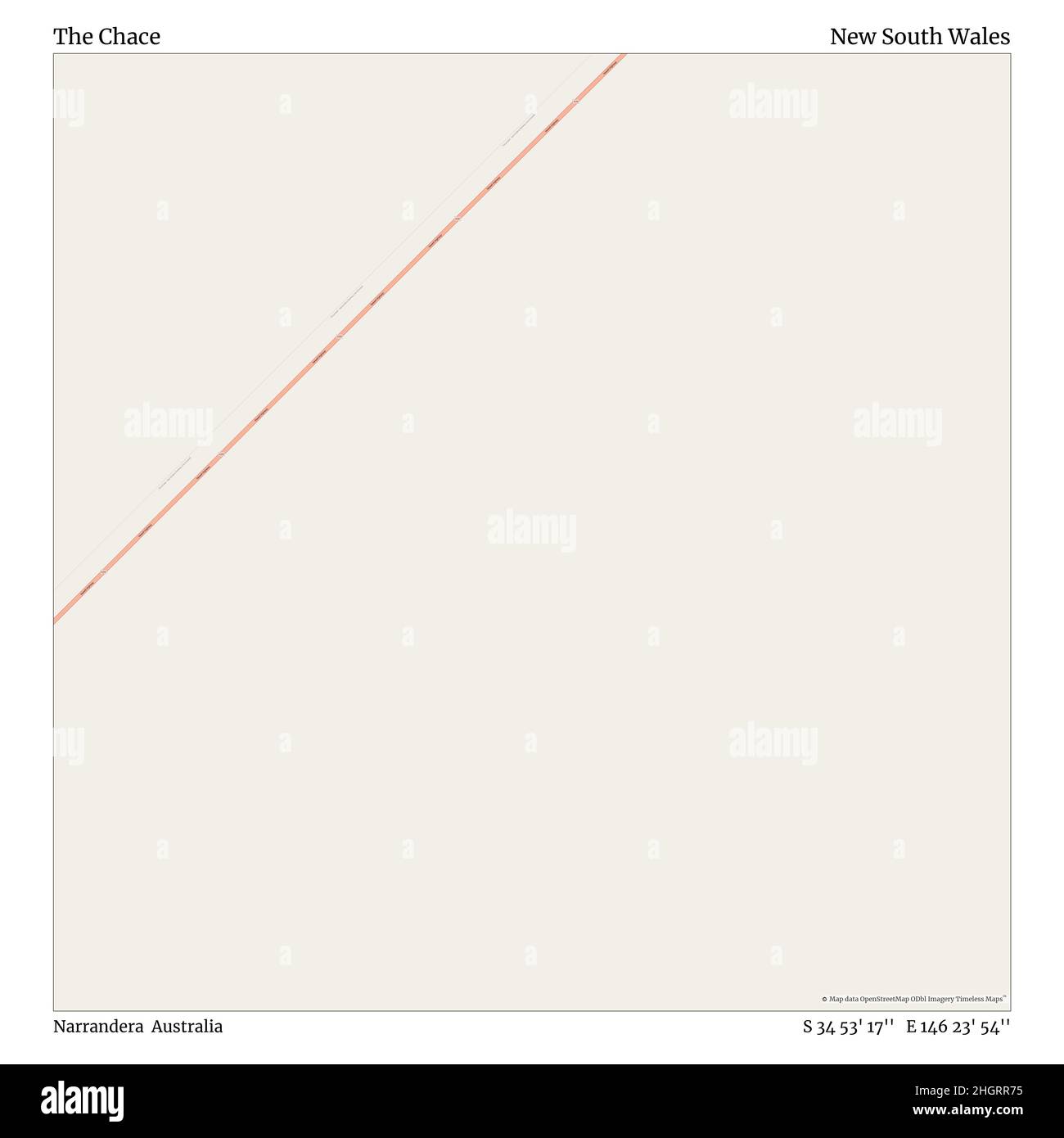 The Chace, Narrandera, Australia, New South Wales, S 34 53' 17'', E 146 23' 54'', map, Timeless Map published in 2021. Travelers, explorers and adventurers like Florence Nightingale, David Livingstone, Ernest Shackleton, Lewis and Clark and Sherlock Holmes relied on maps to plan travels to the world's most remote corners, Timeless Maps is mapping most locations on the globe, showing the achievement of great dreams Stock Photo