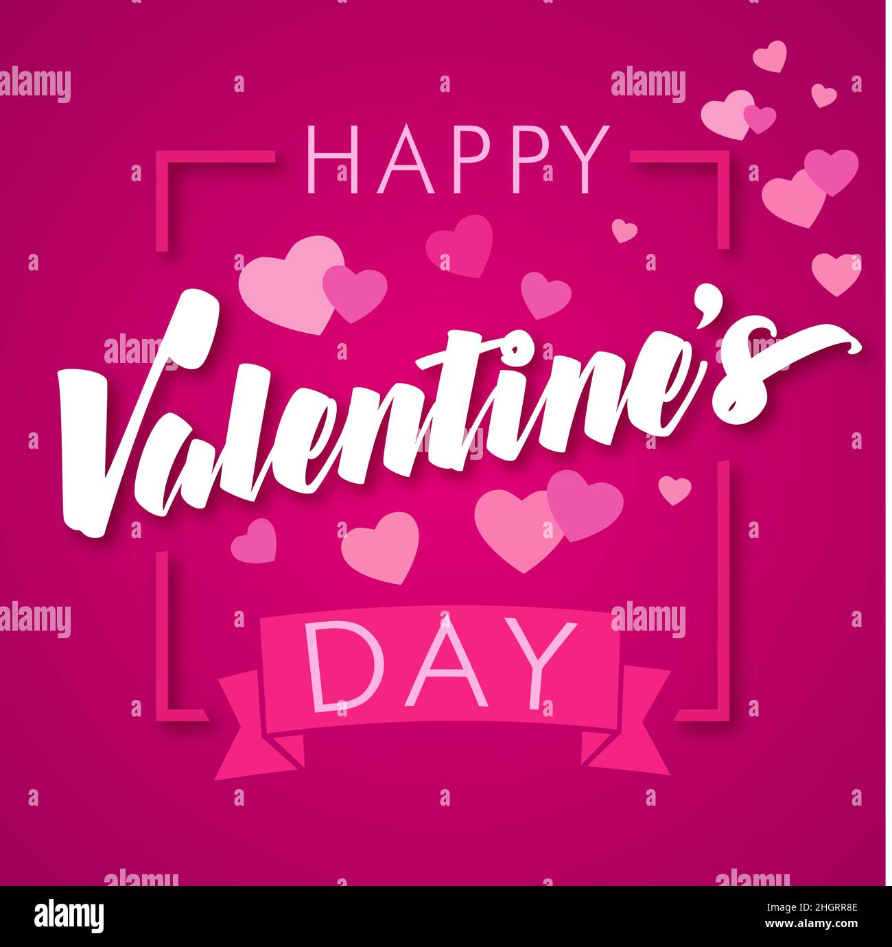 Valentine's day beautiful greeting card, handwriting square network ...