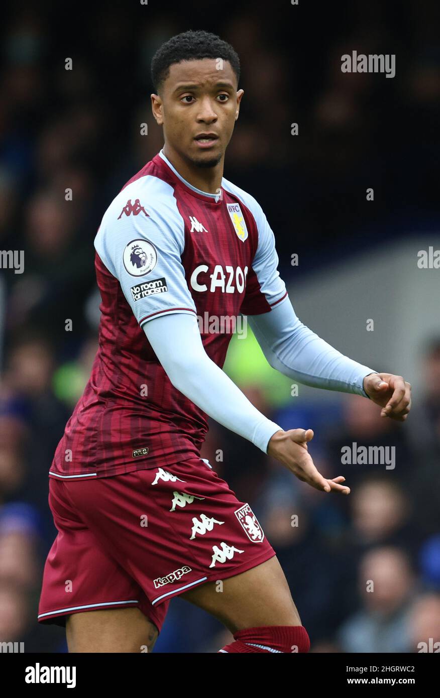 Liverpool, England, 22nd January 2022.  Ezri Konsa of Aston Villa during the Premier League match at Goodison Park, Liverpool. Picture credit should read: Darren Staples / Sportimage Stock Photo