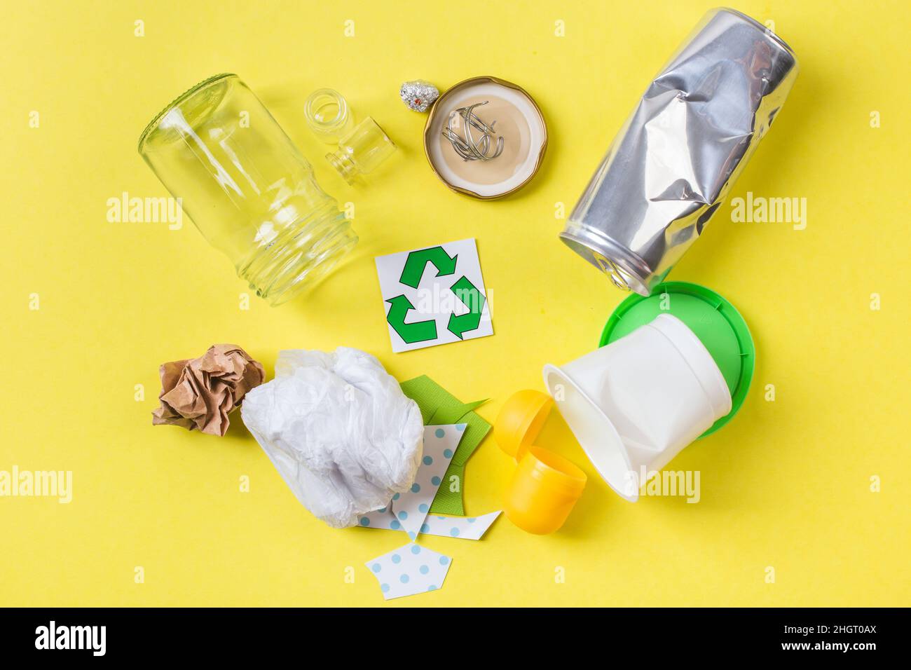 Clean trash to recycle metal, plastic paper and glass. Recycling