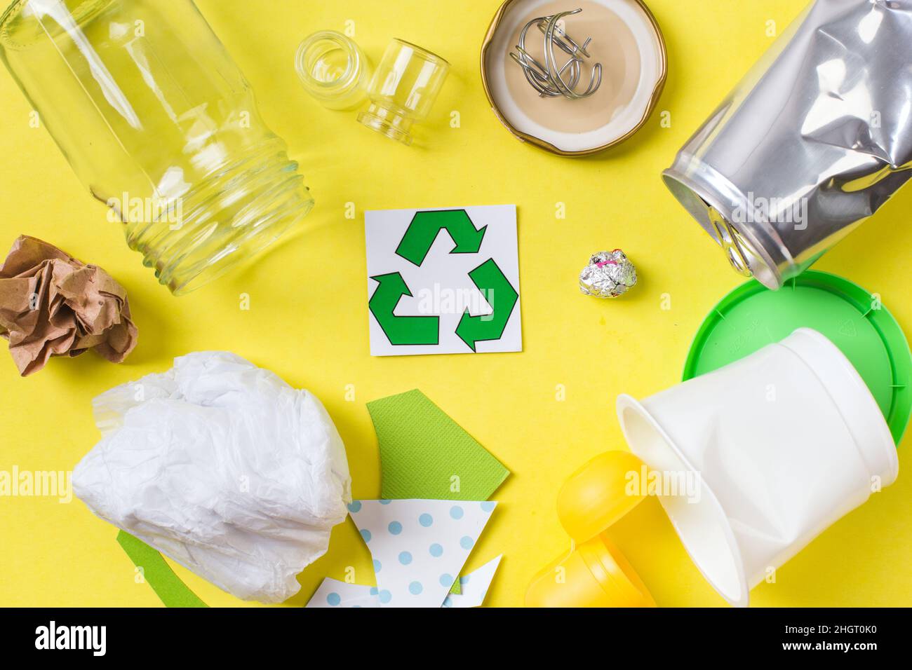 Clean trash to recycle metal, plastic paper and glass. Recycling