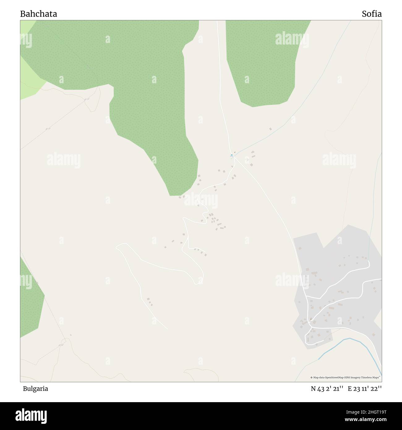 Bahchata, Bulgaria, Sofia, N 43 2' 21'', E 23 11' 22'', map, Timeless Map  published in 2021. Travelers, explorers and adventurers like Florence  Nightingale, David Livingstone, Ernest Shackleton, Lewis and Clark and