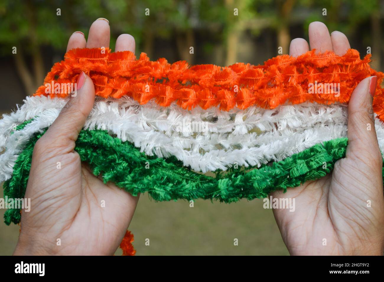 Indian flag tricolor tiranga saffron, white and green design spiral