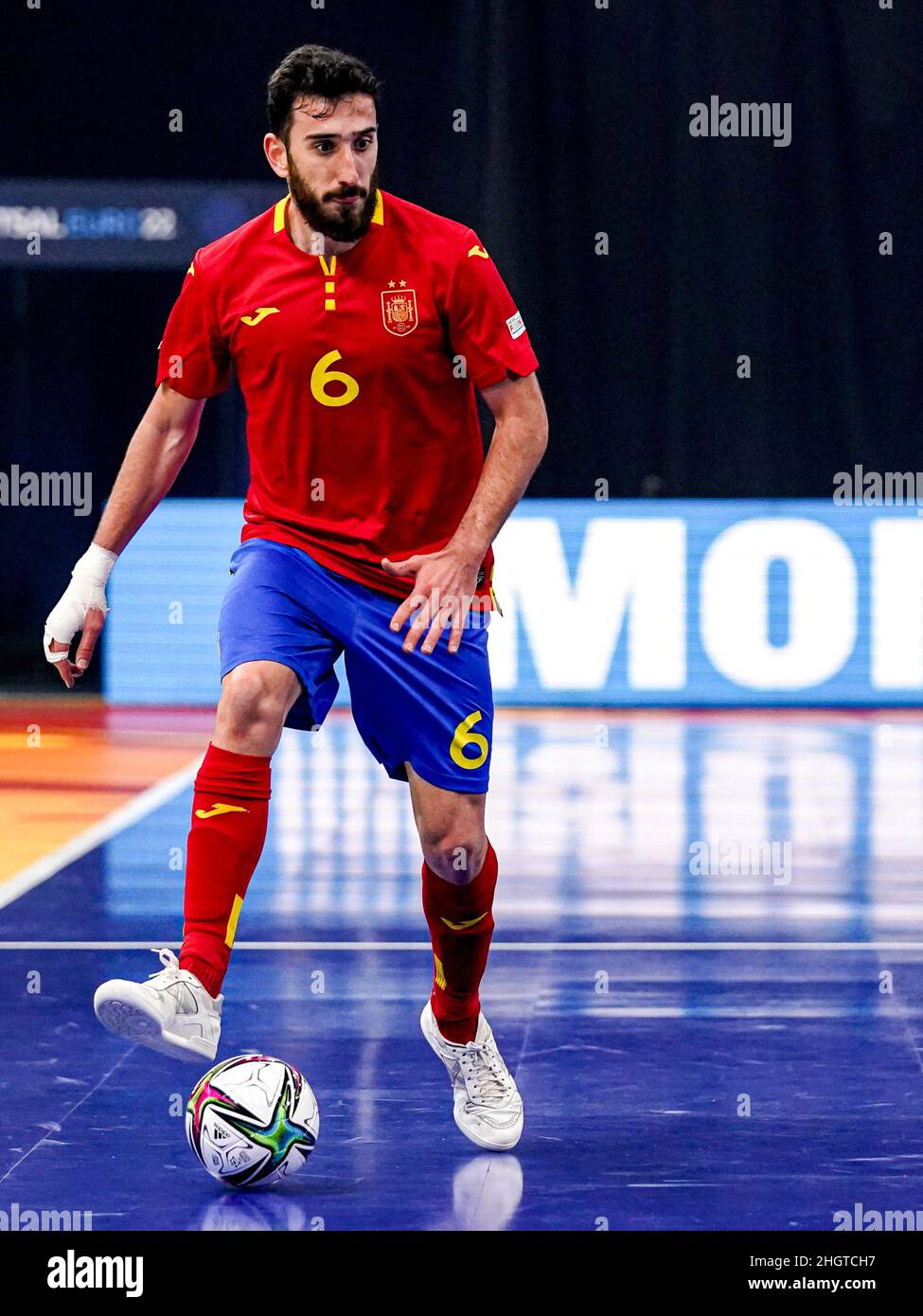 GRONINGEN, NETHERLANDS - JANUARY 22: Raul Gomez of Spain during the Men's Futsal Euro 2022 Group D match between Spain and the Bosnia and Herzegovina at the Martiniplaza on January 22, 2022 in Groningen, Netherlands (Photo by Andre Weening/Orange Pictures) Stock Photo