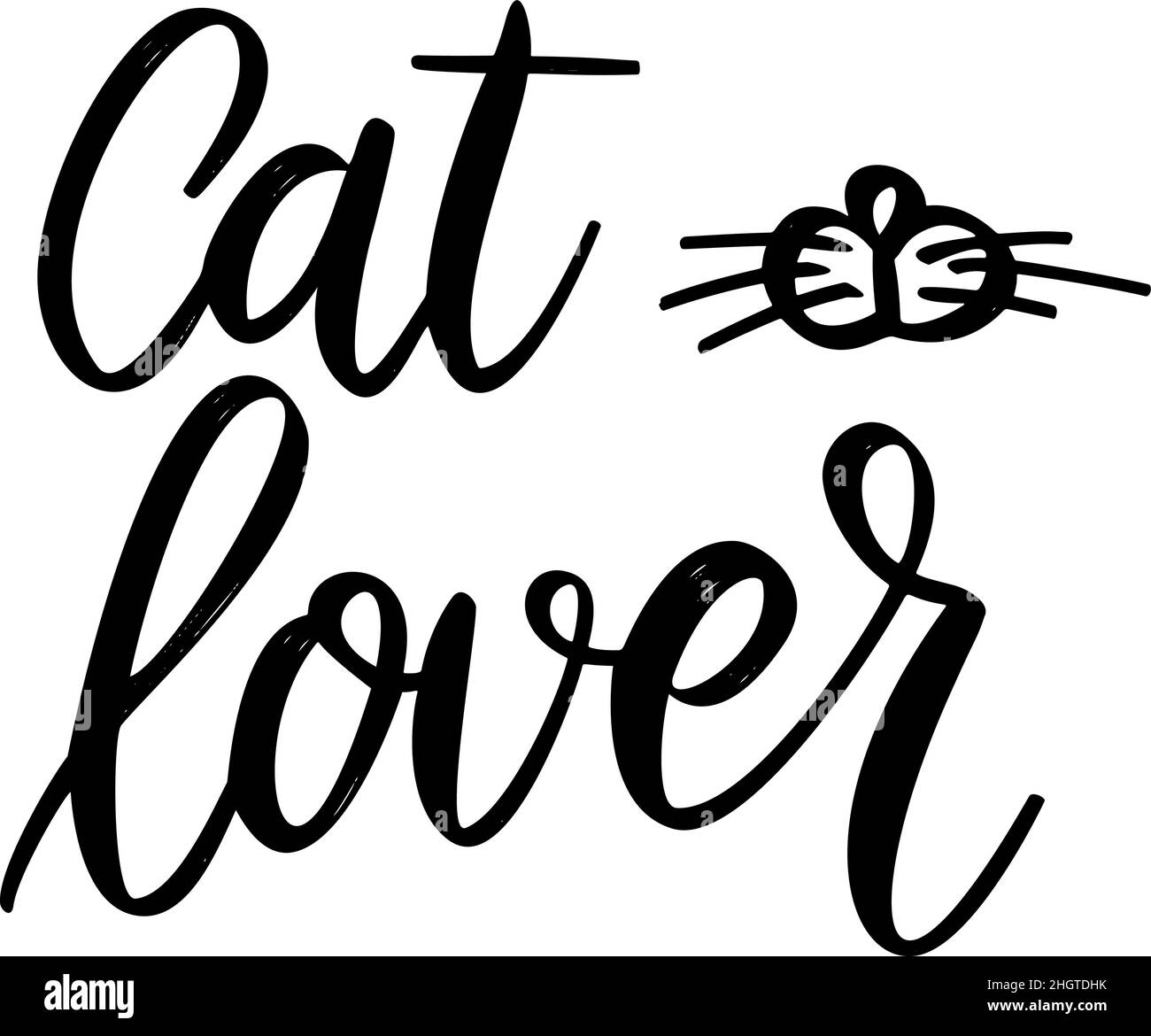 Cat lover. Lettering phrase on white background. Design element for