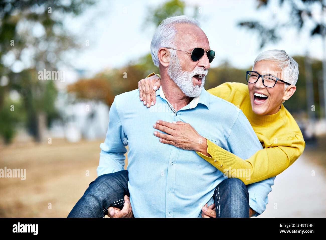 senior couple happy elderly love together Stock Photo
