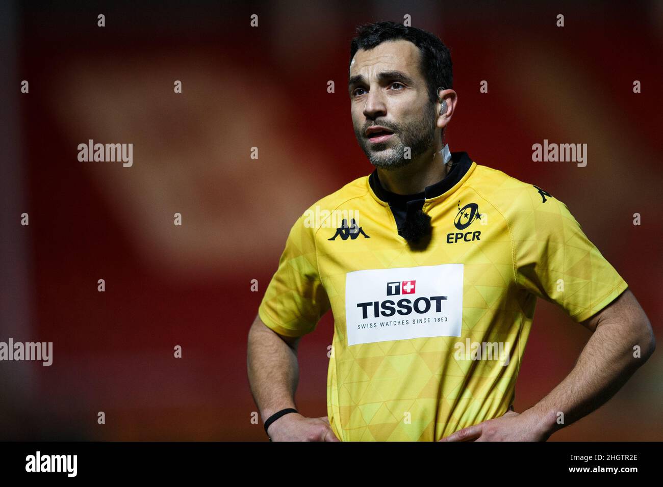 Llanelli, UK. 22 January, 2022. Referee Mathieu Raynal during the