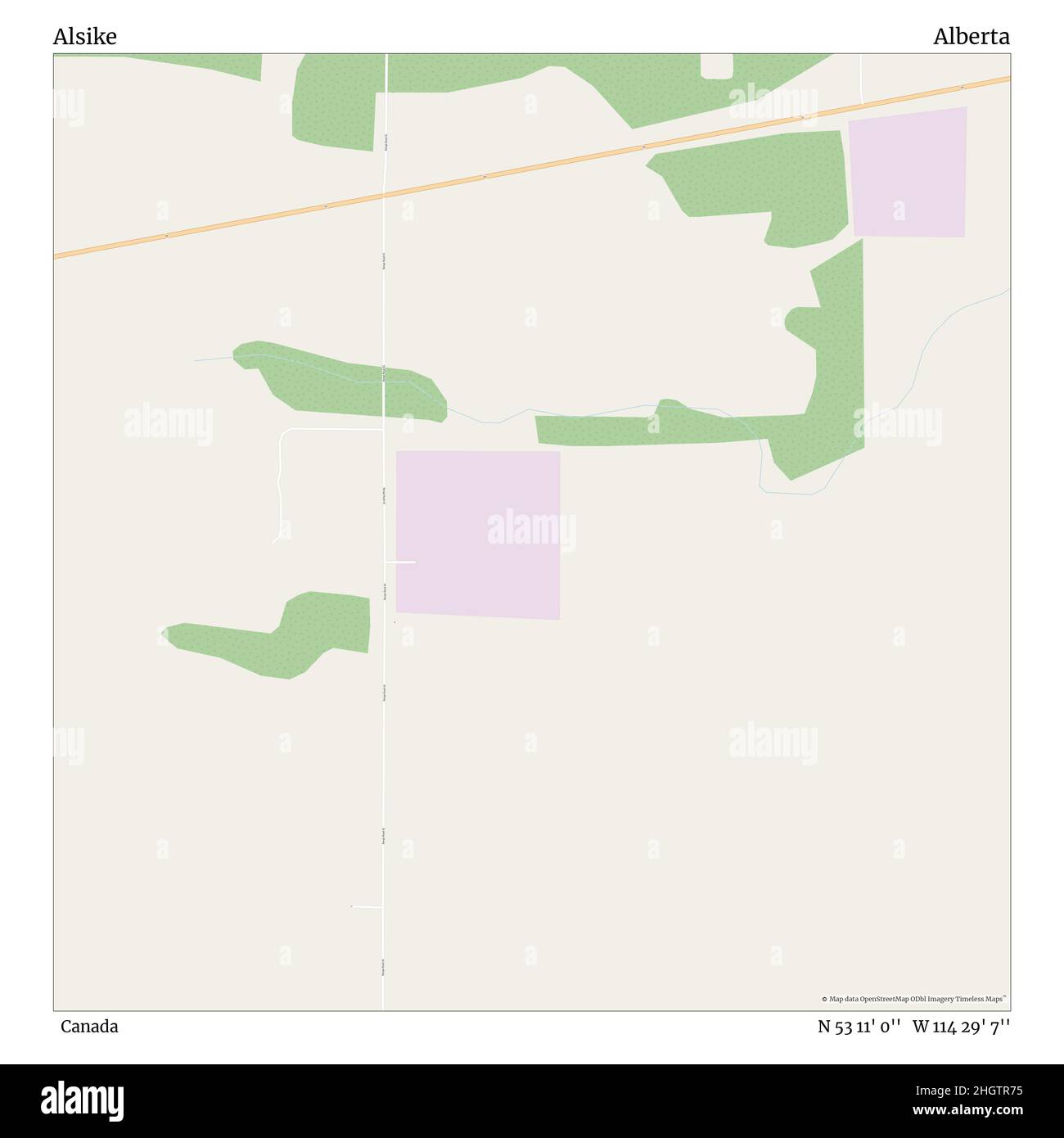 Alsike, Canada, Alberta, N 53 11' 0'', W 114 29' 7'', map, Timeless Map