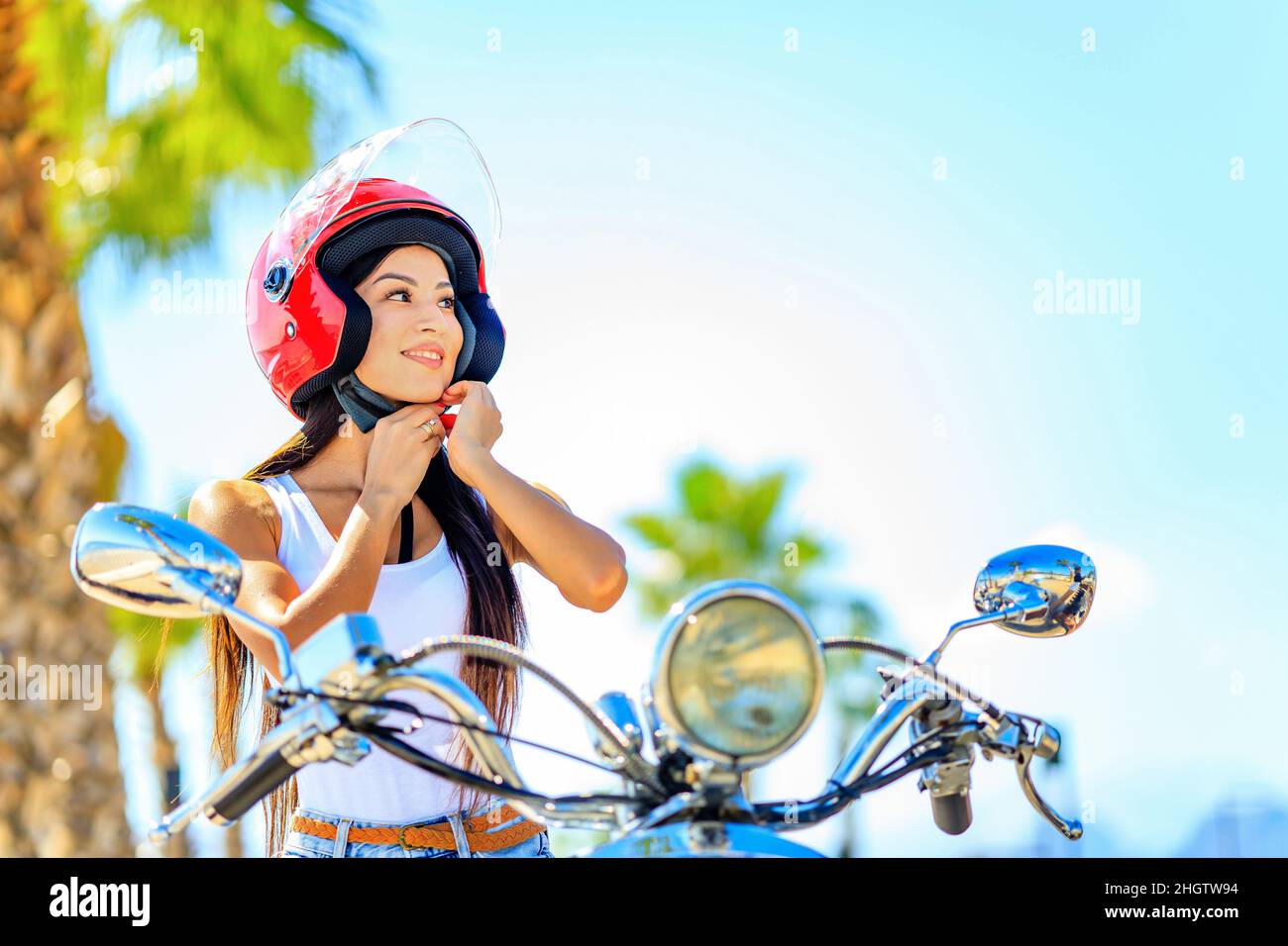 Lady in scooter hires stock photography and images Alamy