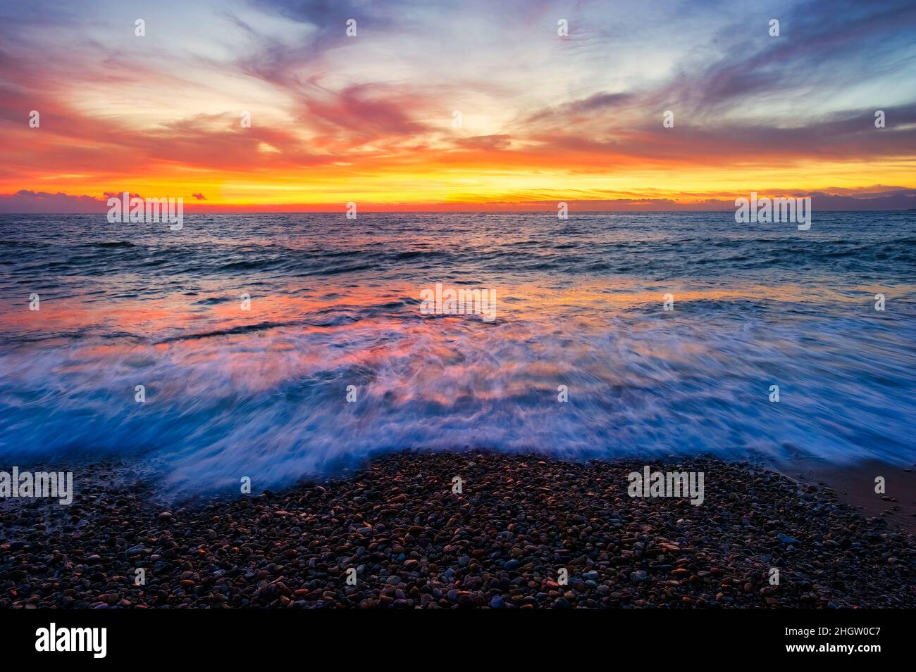 A Landscape Ocean Sunset With A